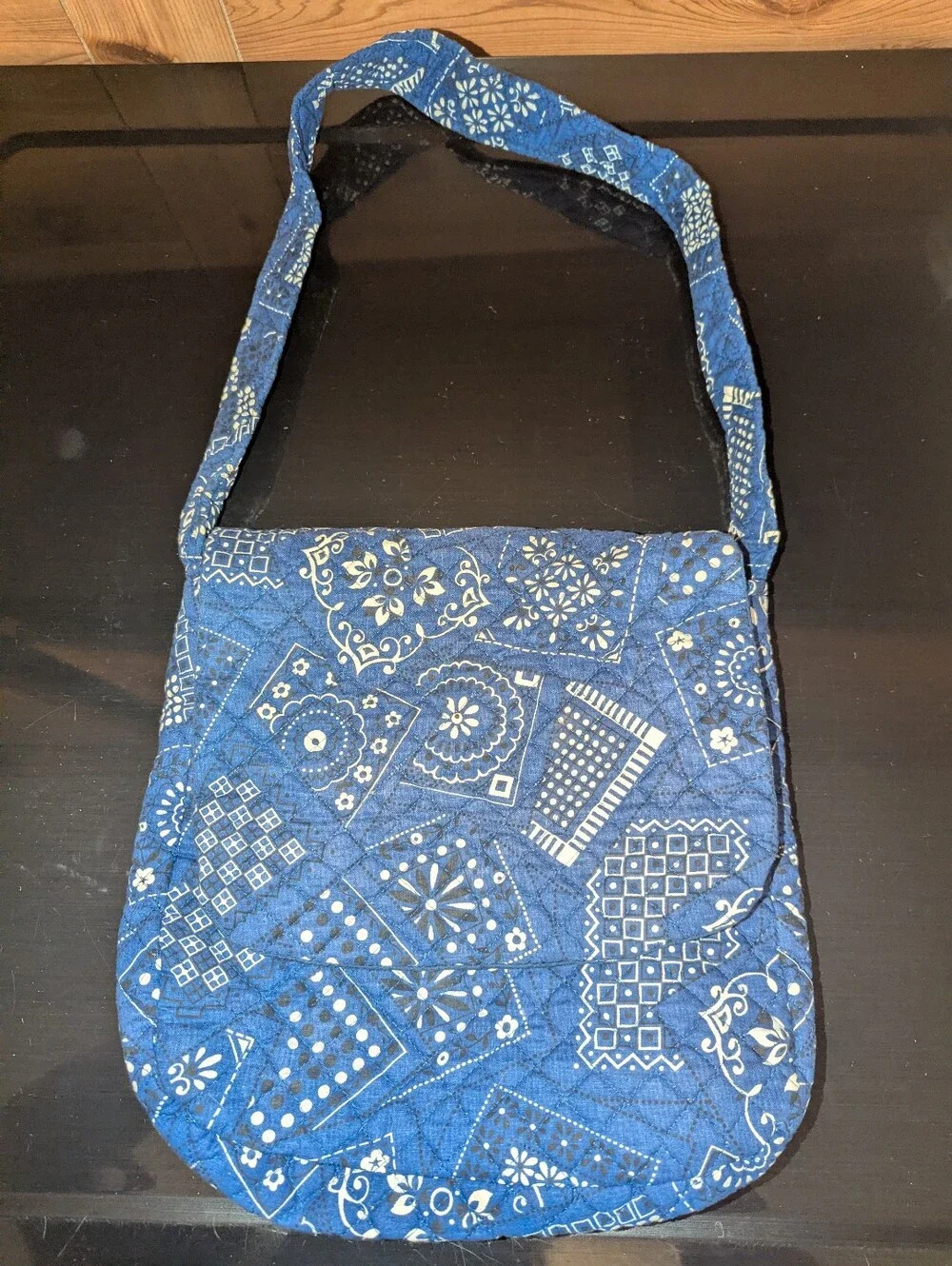 Vintage Quilted Blue Bandana Shoulder Bag